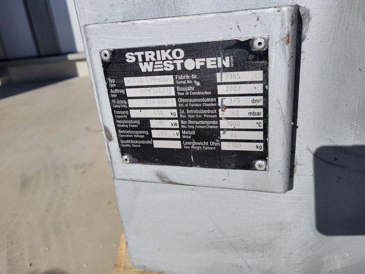 Cuptor de dozare StrikoWestofen W 450 S ProDos DCP O1816, folosit Cuptor de dozare StrikoWestofen W 450 S ProDos DCP O1816, folosit